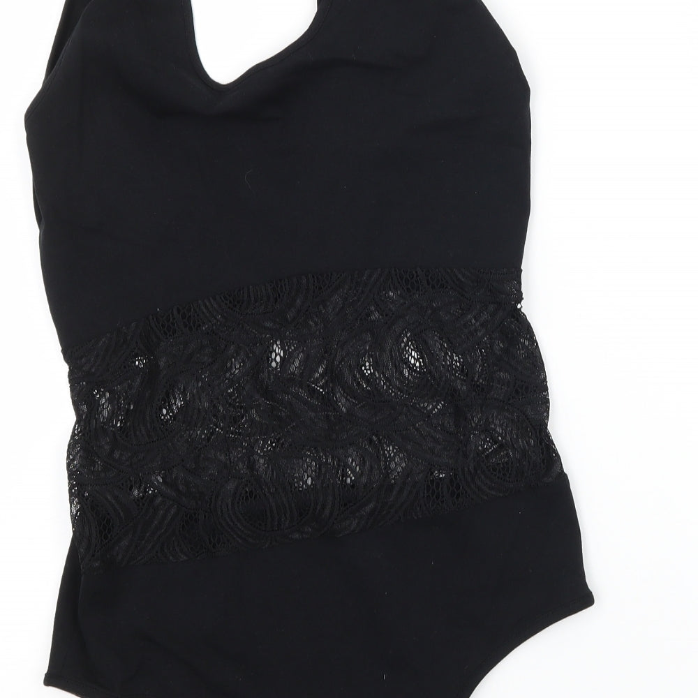 NEXT Womens Black  Jersey Bodysuit One-Piece Size 12  - Lace panel