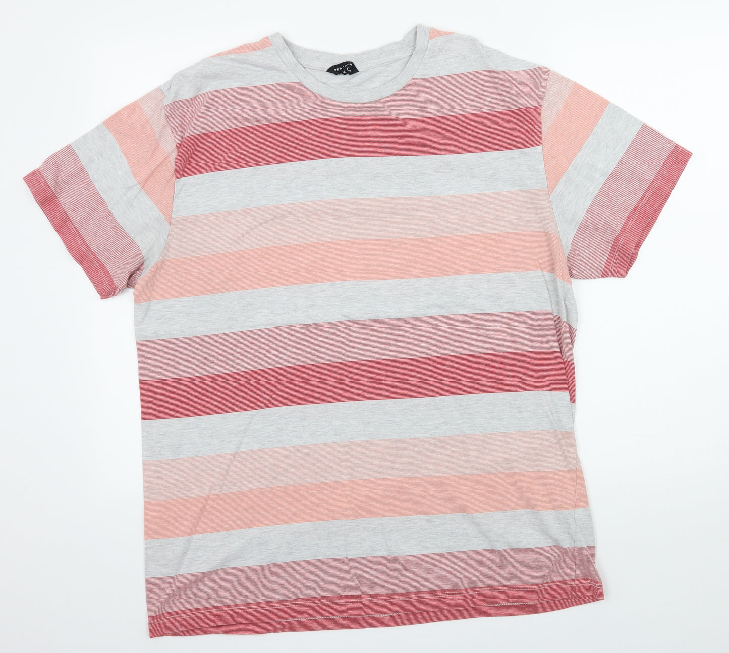Peacocks Mens Red Striped Jersey  T-Shirt Size XL