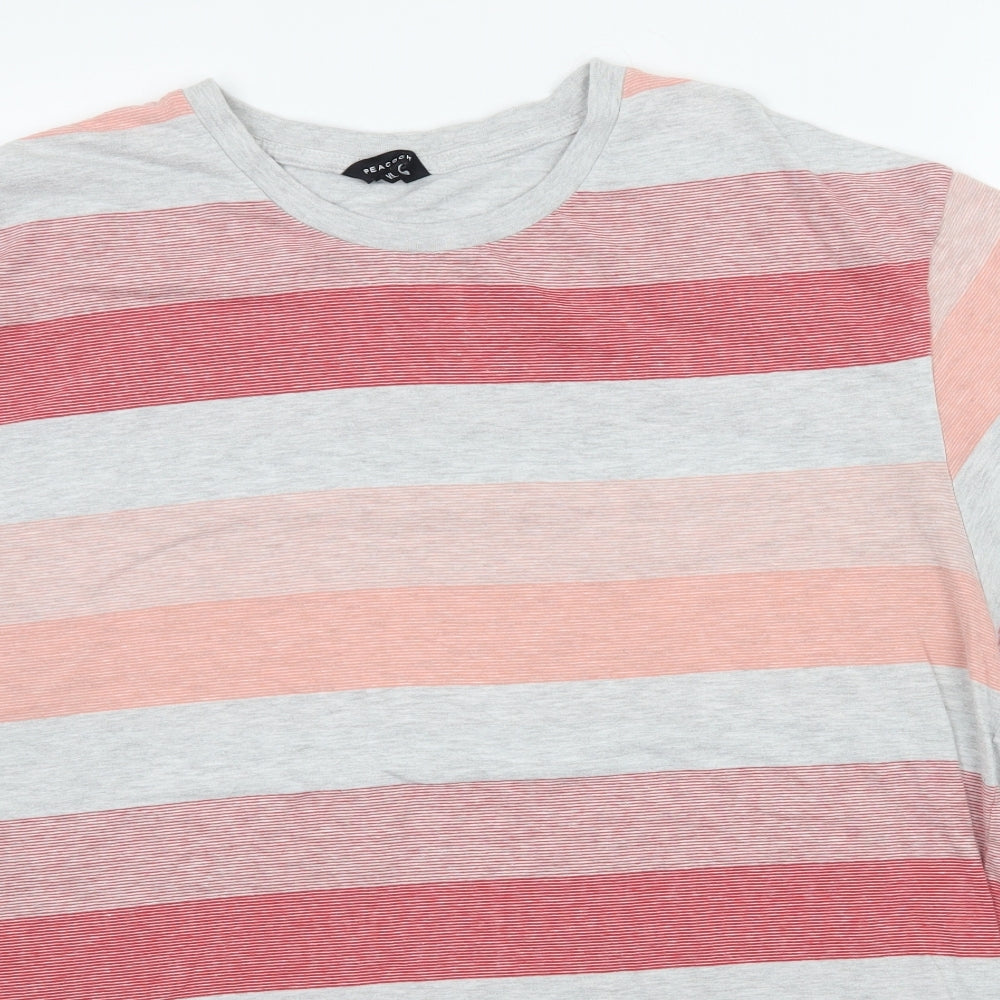 Peacocks Mens Red Striped Jersey  T-Shirt Size XL