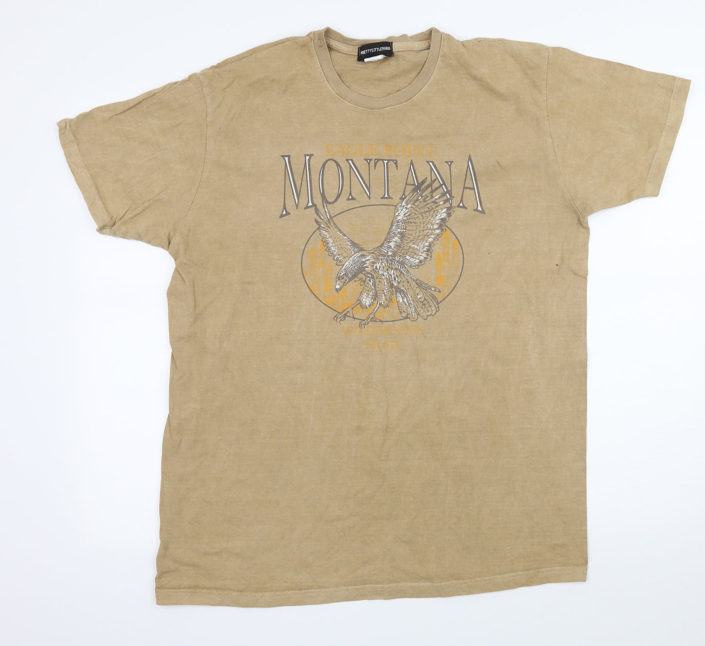 PRETTYLITTLETHING Womens Brown  Jersey Basic T-Shirt Size XL  - Montana