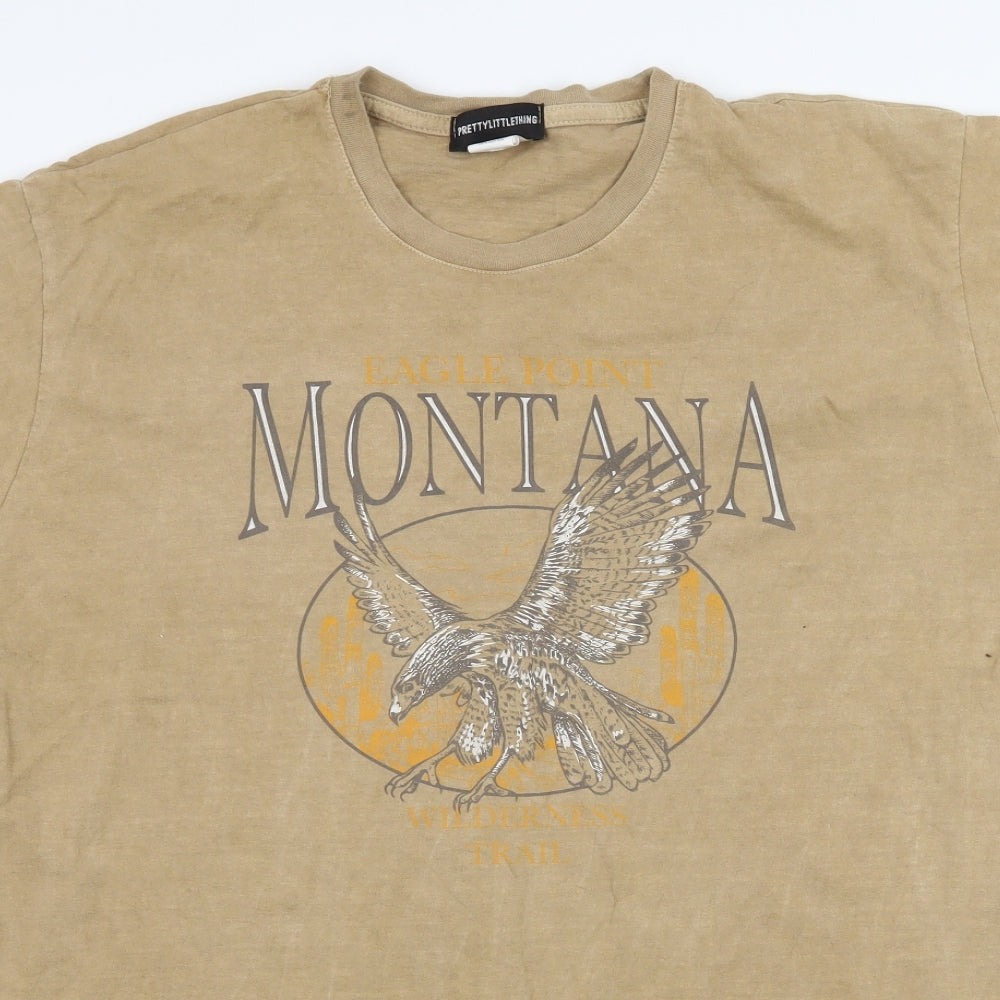 PRETTYLITTLETHING Womens Brown  Jersey Basic T-Shirt Size XL  - Montana