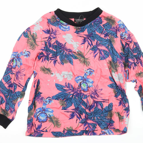 Topshop Womens Pink Floral  Basic Blouse Size 8