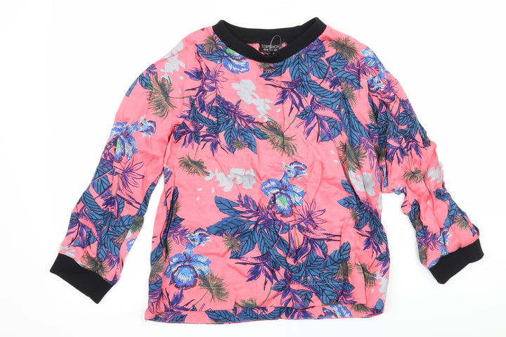 Topshop Womens Pink Floral Basic Blouse Size 8