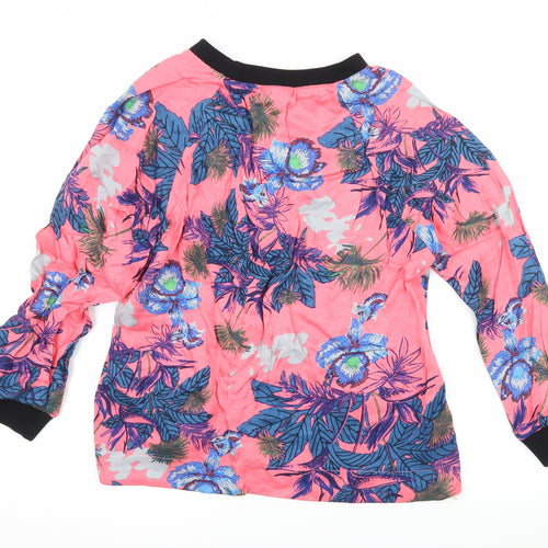 Topshop Womens Pink Floral  Basic Blouse Size 8