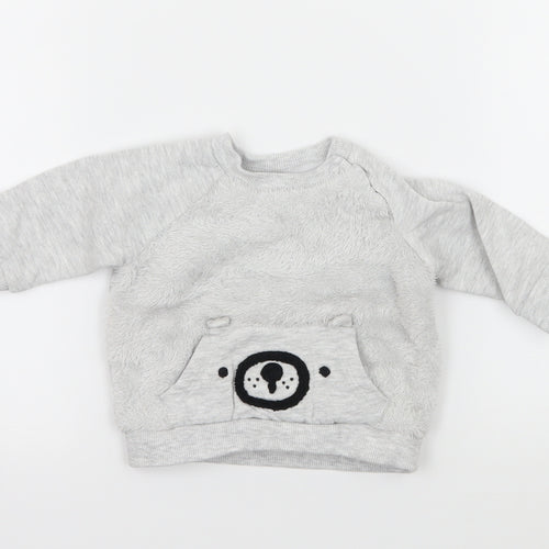 F&F Baby Grey  Jersey Pullover Jumper Size 0-3 Months  - Bear