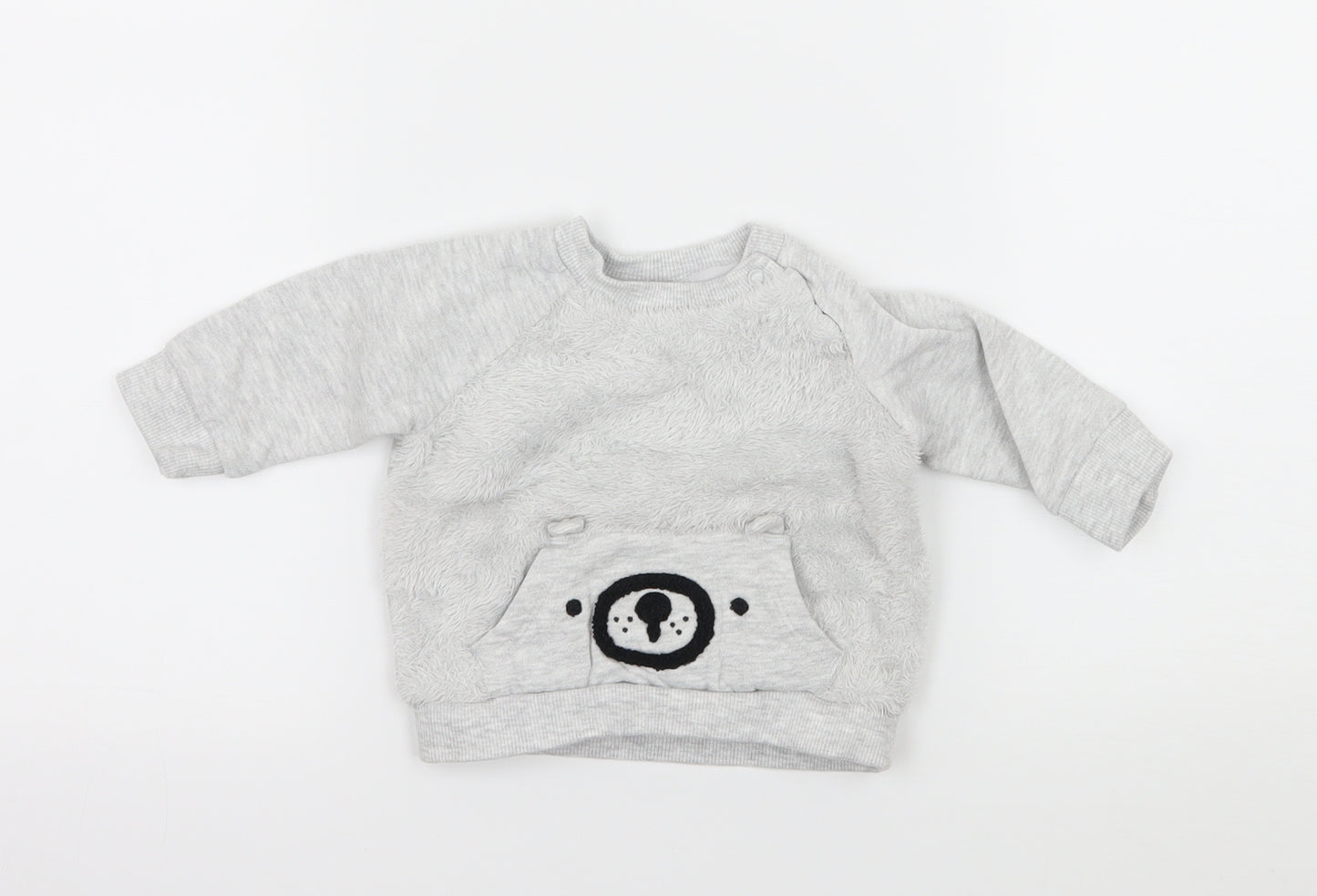 F&F Baby Grey  Jersey Pullover Jumper Size 0-3 Months  - Bear