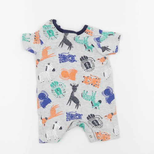 George Boys Grey Geometric Jersey Babygrow One-Piece Size Newborn  - Zoo Animals