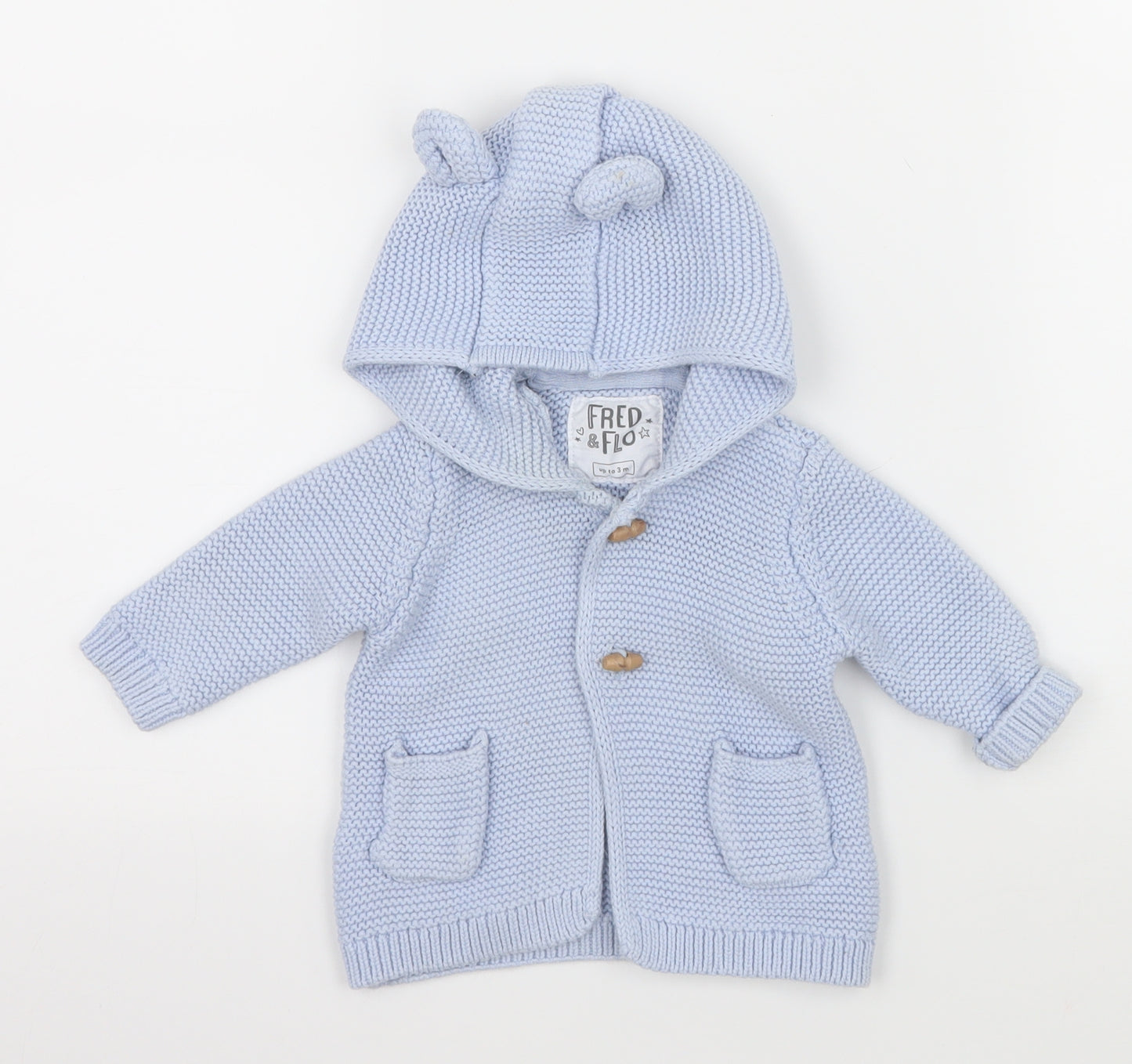 F&F Boys Blue  Knit Cardigan Jumper Size 0-3 Months