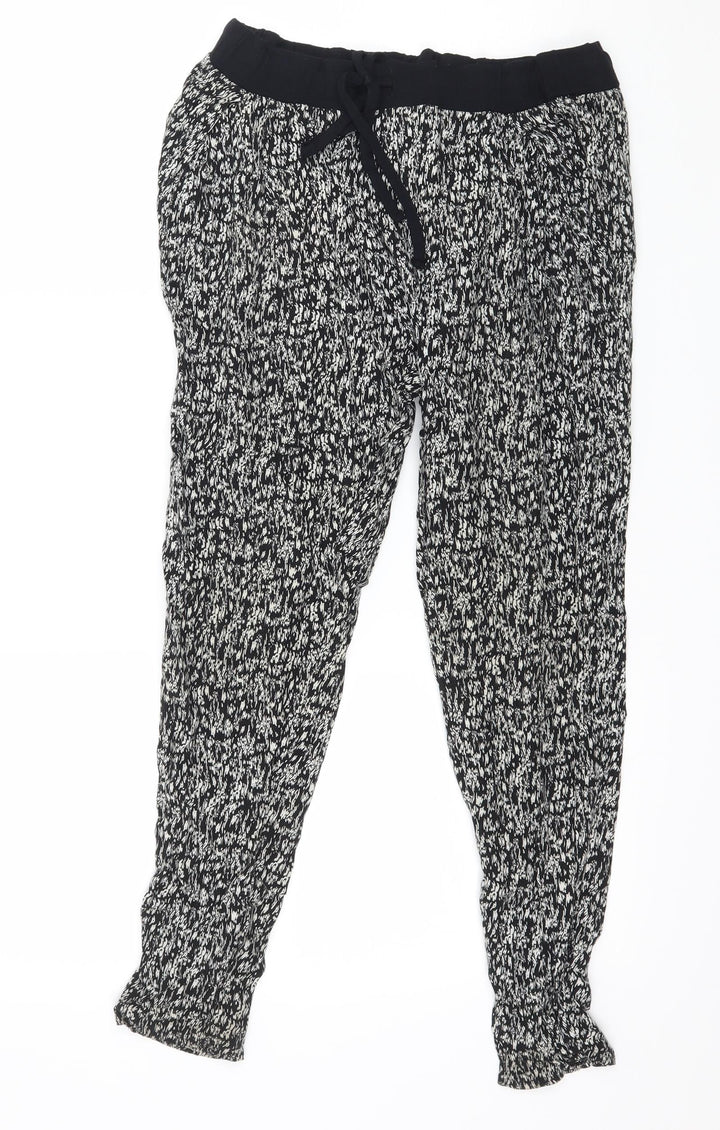 F&F Womens Black Geometric Jogger Trousers Size 6 L24 in