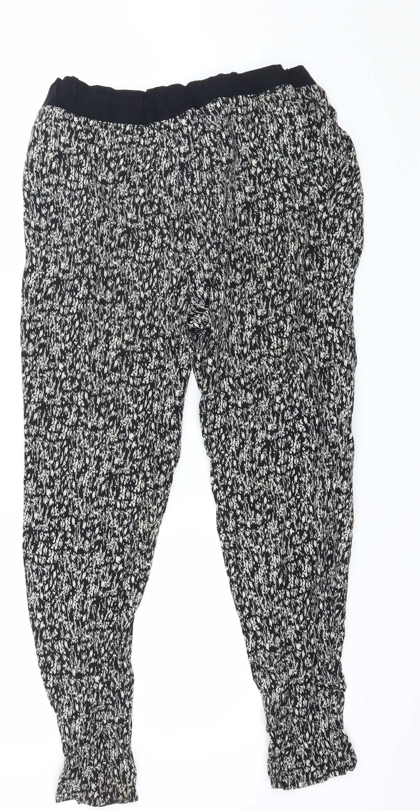 F&F Womens Black Geometric  Jogger Trousers Size 6 L24 in