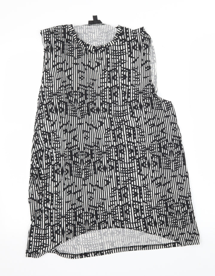 Topshop Womens Black Striped Jersey Basic Tank Size 6
