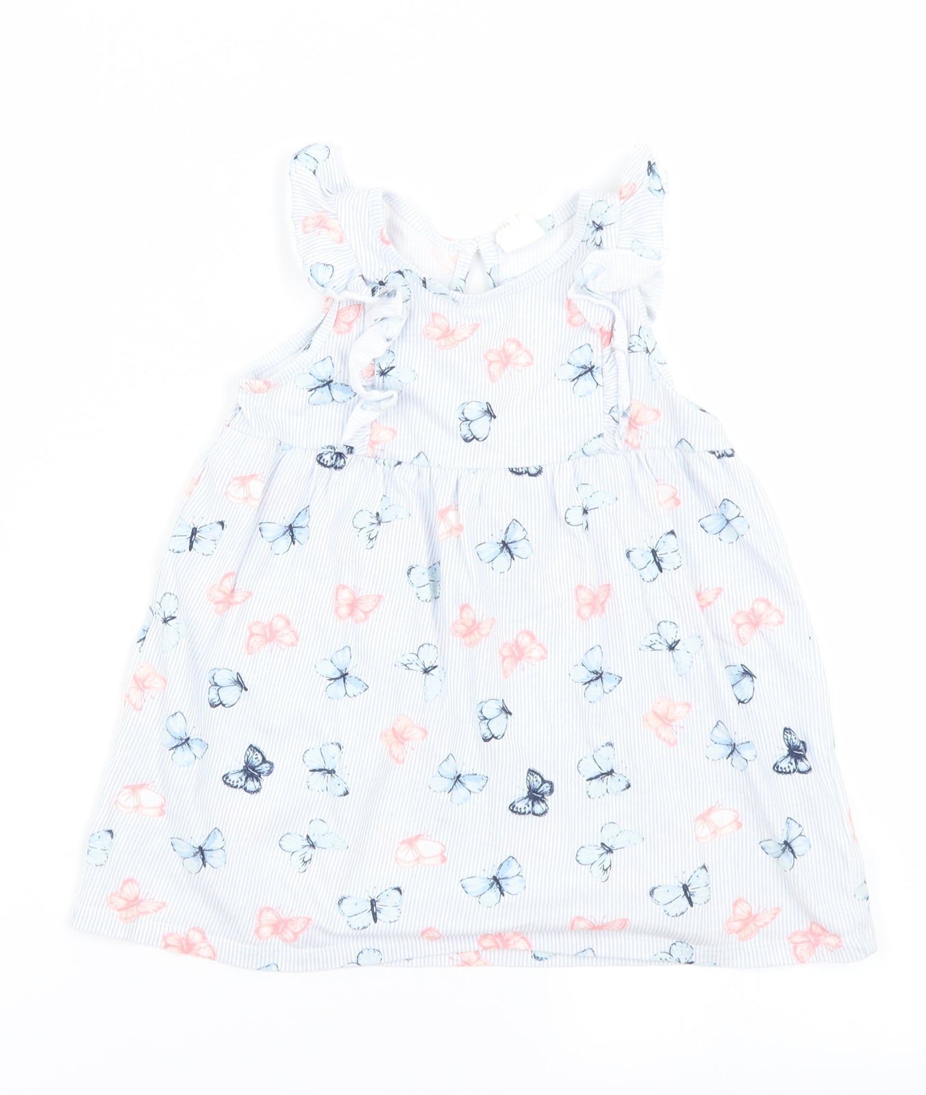 H&M Girls Blue Striped  Fit & Flare  Size 12-18 Months
