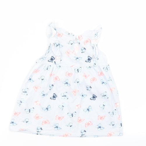 H&M Girls Blue Striped  Fit & Flare  Size 12-18 Months
