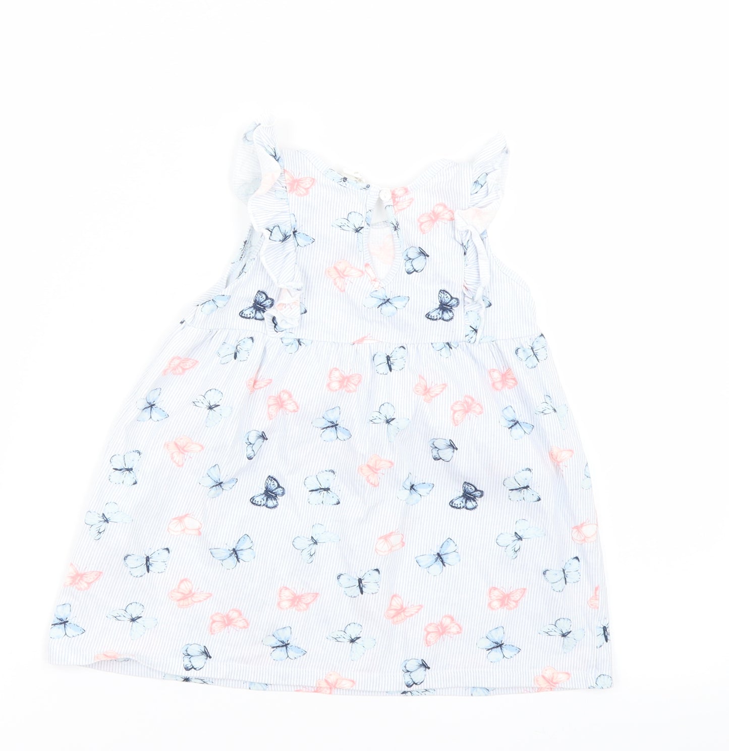 H&M Girls Blue Striped  Fit & Flare  Size 12-18 Months
