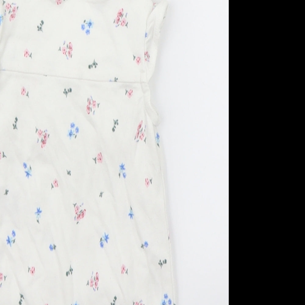 M&S Girls White Floral  Romper One-Piece Size 0-3 Months  - With hat