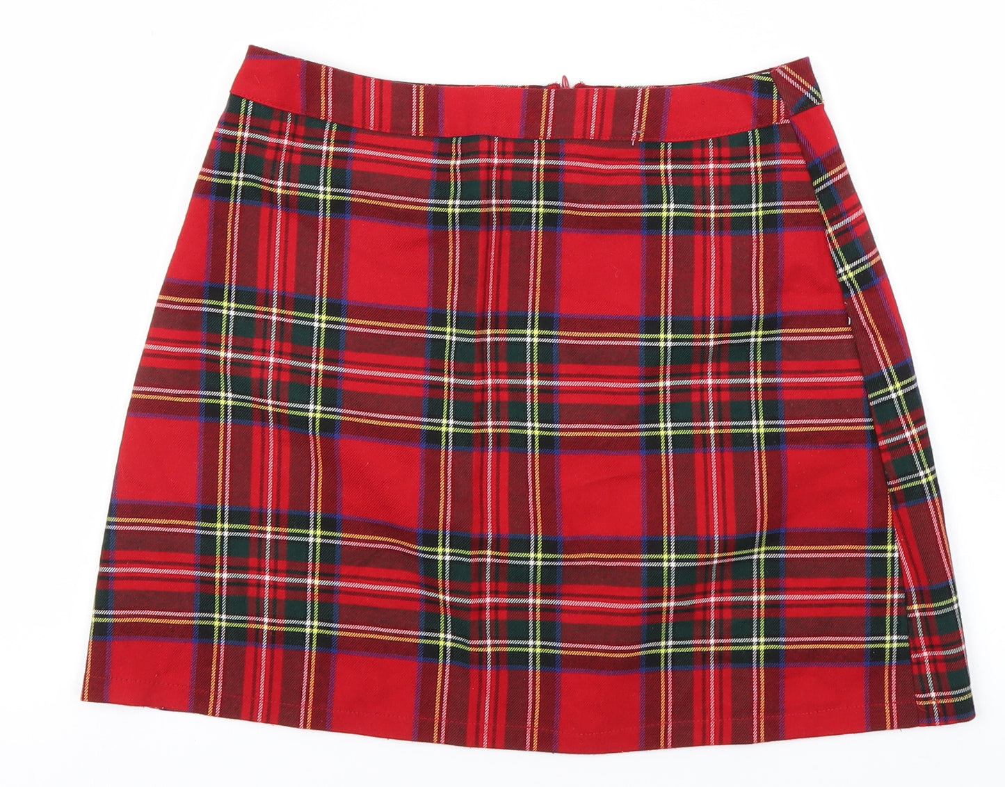 Primark Womens Red Plaid  A-Line Skirt Size 10