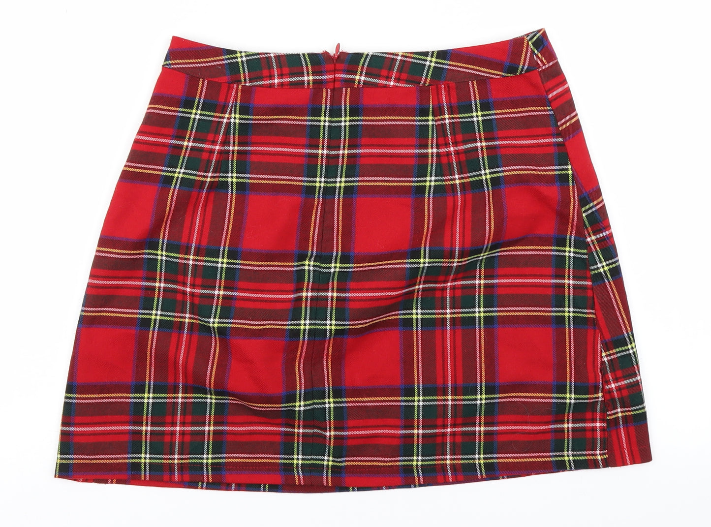 Primark Womens Red Plaid  A-Line Skirt Size 10