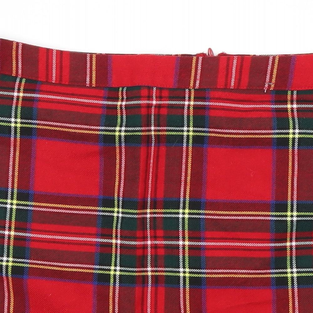 Primark Womens Red Plaid  A-Line Skirt Size 10