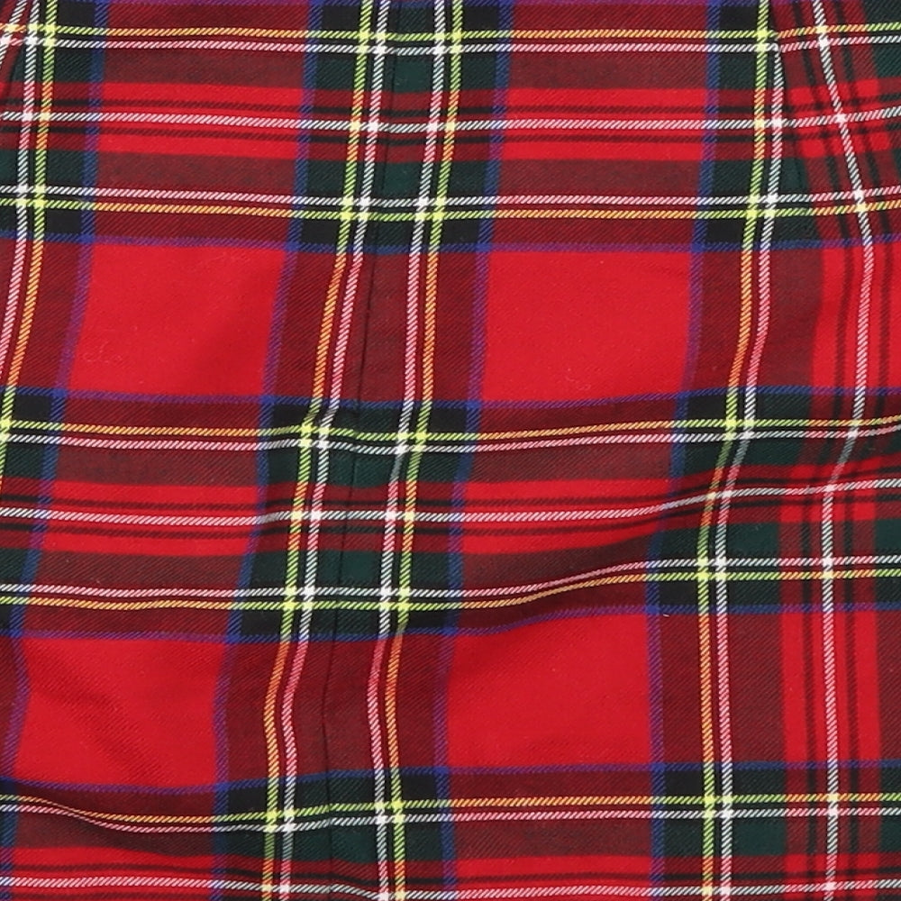 Primark Womens Red Plaid  A-Line Skirt Size 10