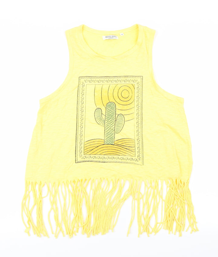 Brave Soul Womens Yellow   Cropped Tank Size XS