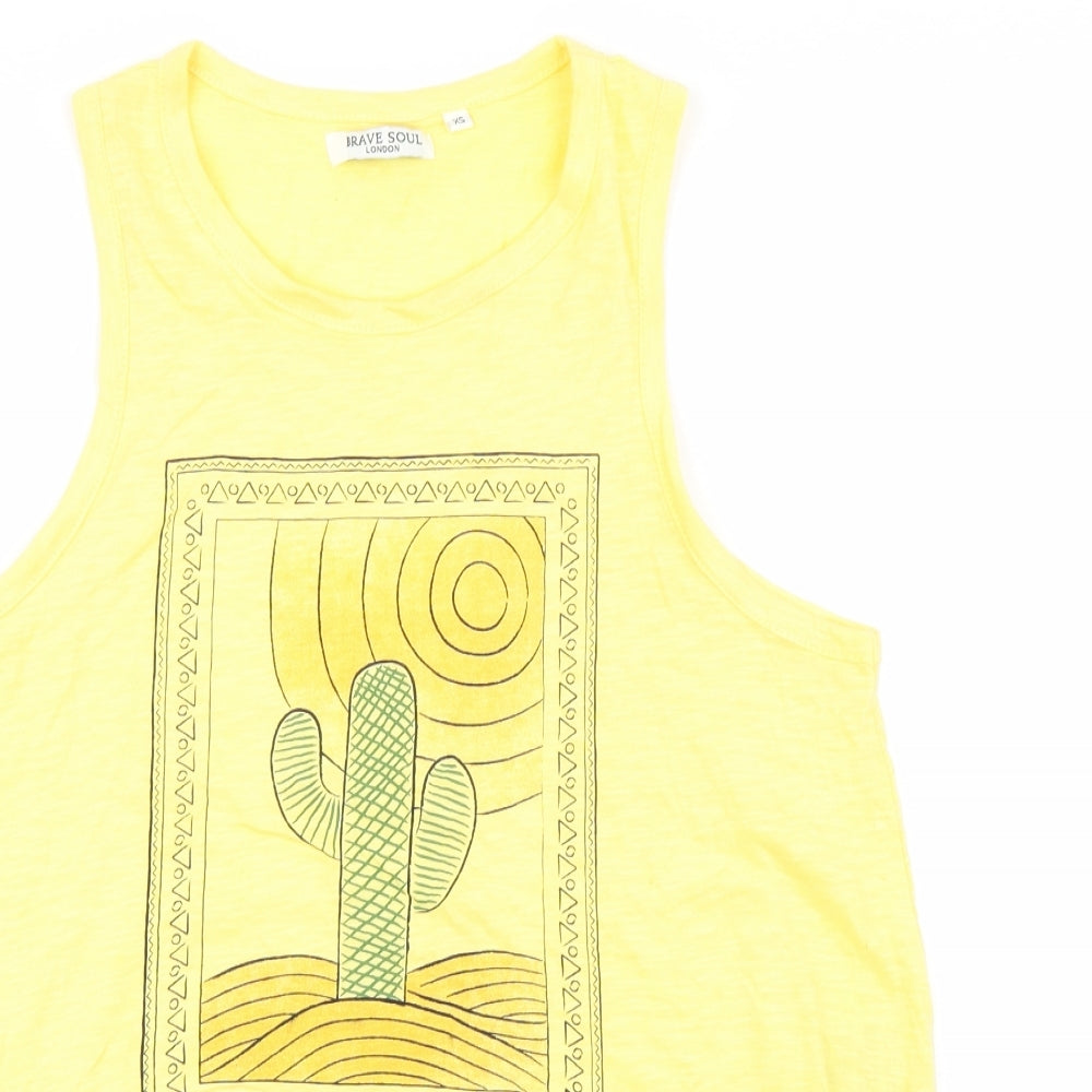 Brave Soul Womens Yellow   Cropped Tank Size XS