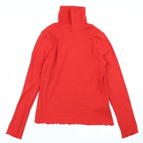 M&S Girls Red   Basic T-Shirt Size 10-11 Years  - Ribbed