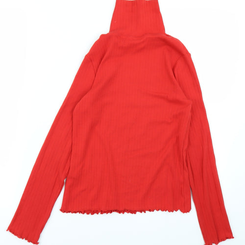 M&S Girls Red   Basic T-Shirt Size 10-11 Years  - Ribbed