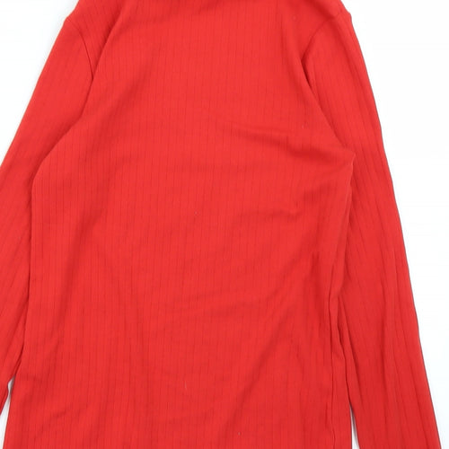 M&S Girls Red   Basic T-Shirt Size 10-11 Years  - Ribbed