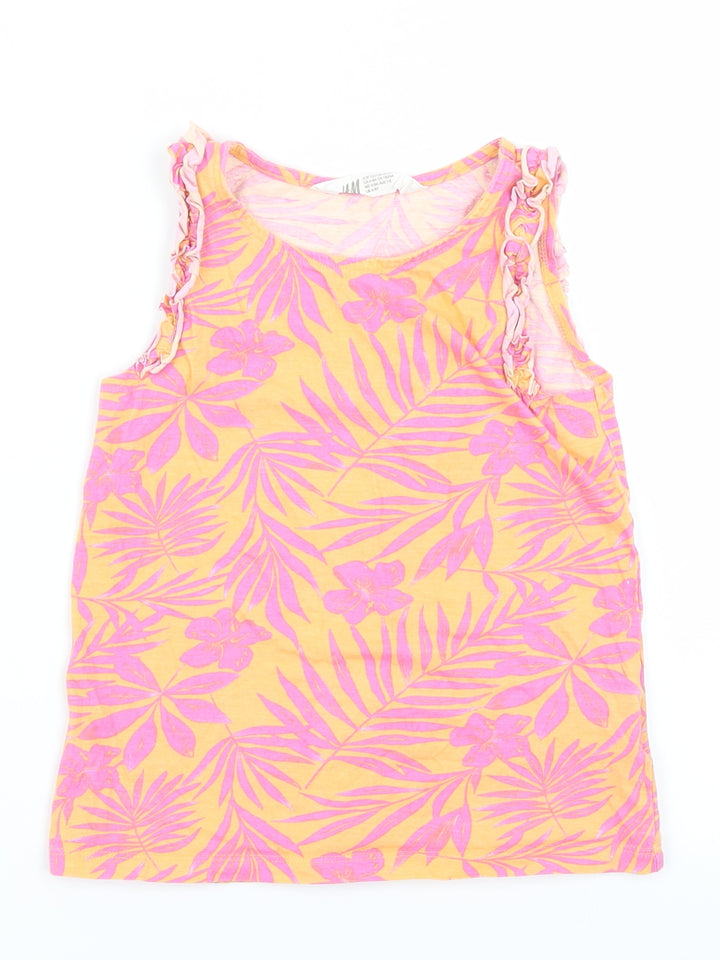 H&M Girls Orange Floral  Basic Tank Size 7-8 Years