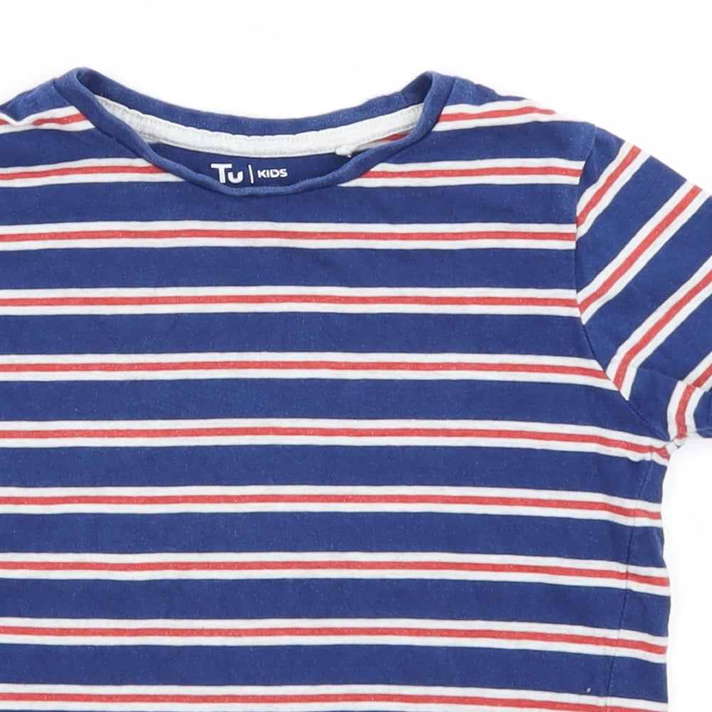 TU Boys Blue Striped  Basic T-Shirt Size 4 Years