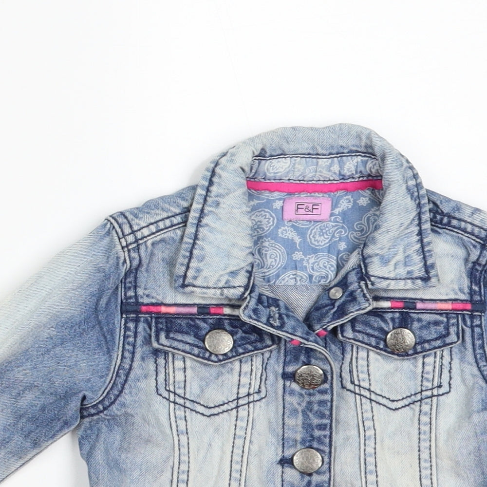 F&F Girls Blue  Denim Jacket  Size 18-24 Months