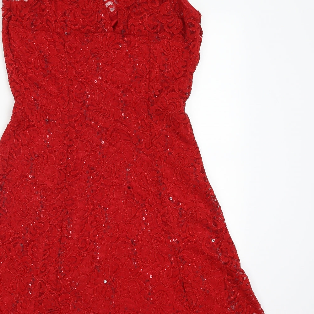 Quiz Womens Red   Fit & Flare  Size 18  - lace