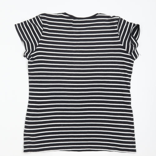 Marks and Spencer Womens Black Striped  Basic T-Shirt Size 16