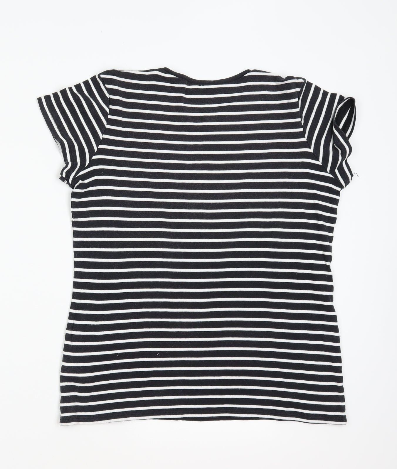 Marks and Spencer Womens Black Striped  Basic T-Shirt Size 16