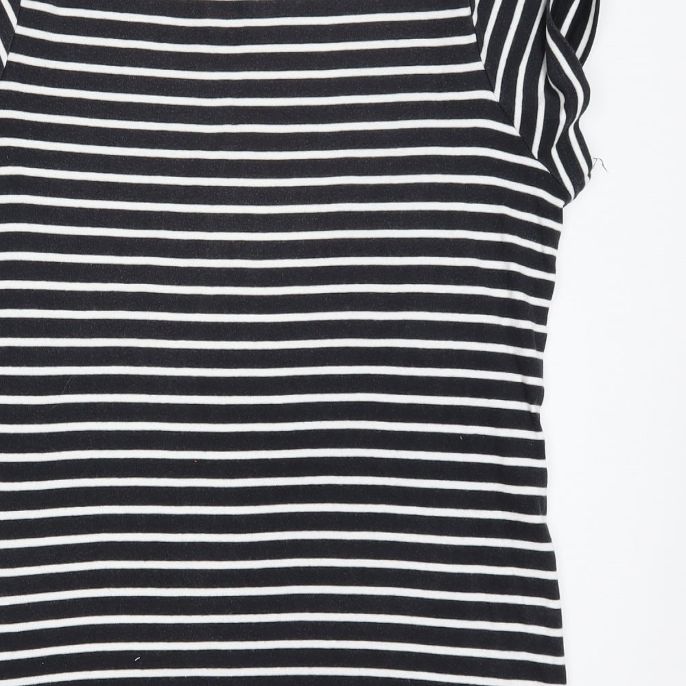 Marks and Spencer Womens Black Striped  Basic T-Shirt Size 16