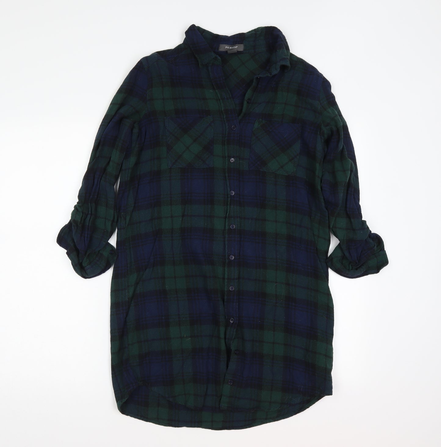 Primark Womens Green Check  Tunic Button-Up Size 12