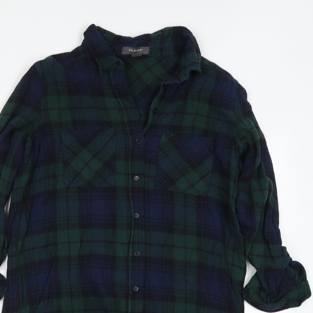 Primark Womens Green Check  Tunic Button-Up Size 12