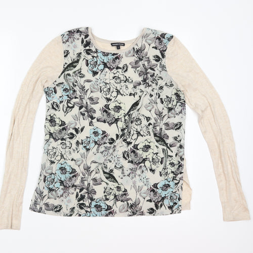 Warehouse Womens Beige Floral  Pullover Jumper Size S