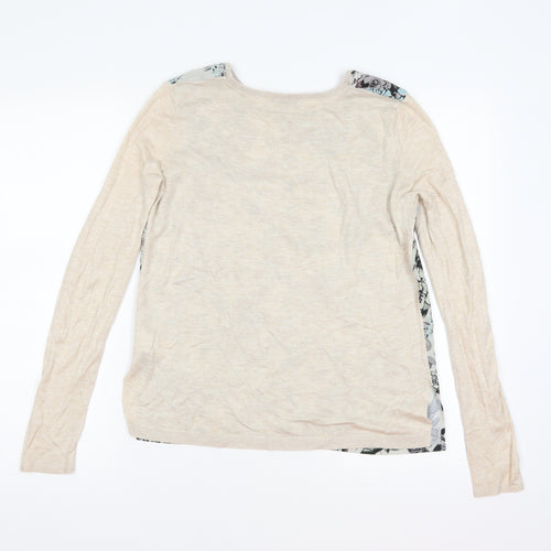 Warehouse Womens Beige Floral  Pullover Jumper Size S