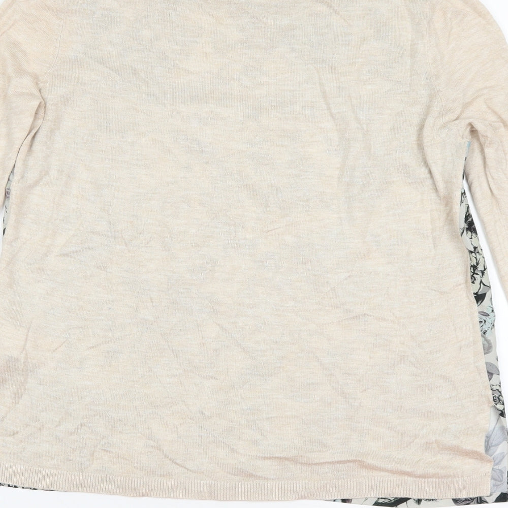 Warehouse Womens Beige Floral  Pullover Jumper Size S