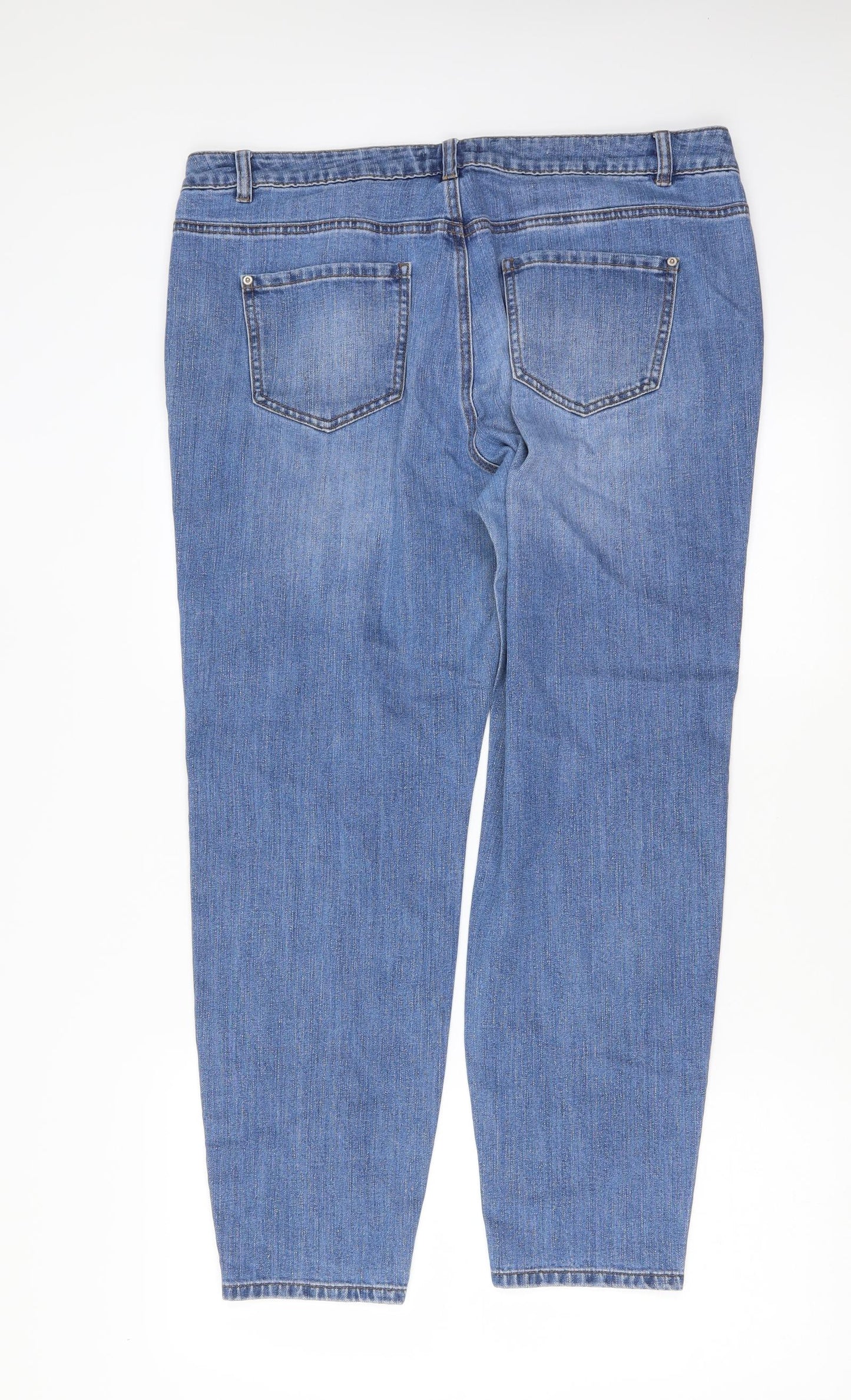TU Womens Blue Floral Denim Straight Jeans Size 16 L28 in