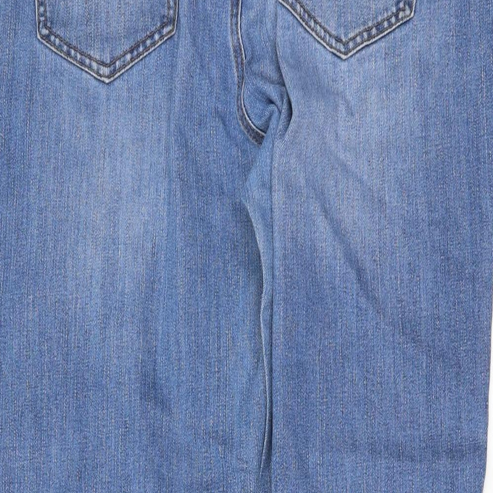 TU Womens Blue Floral Denim Straight Jeans Size 16 L28 in