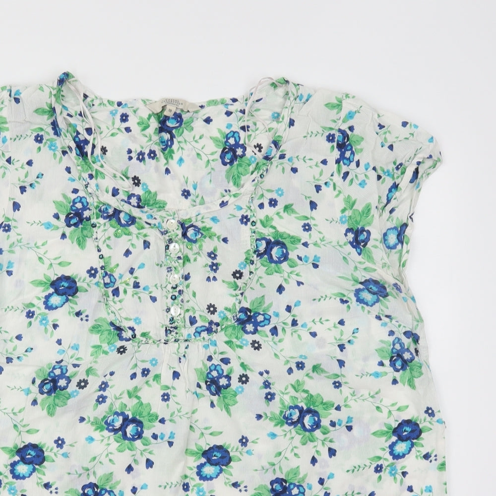 Debenhams Womens White Floral  Tunic Blouse Size 18
