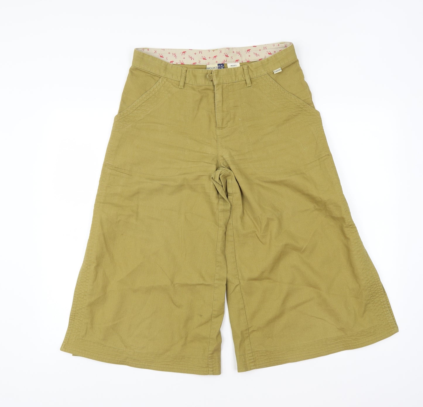 MOOKS Womens Yellow   Cut-Off Shorts Size 10 - button detailing on side