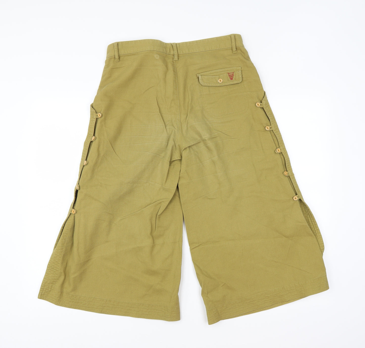 MOOKS Womens Yellow   Cut-Off Shorts Size 10 - button detailing on side