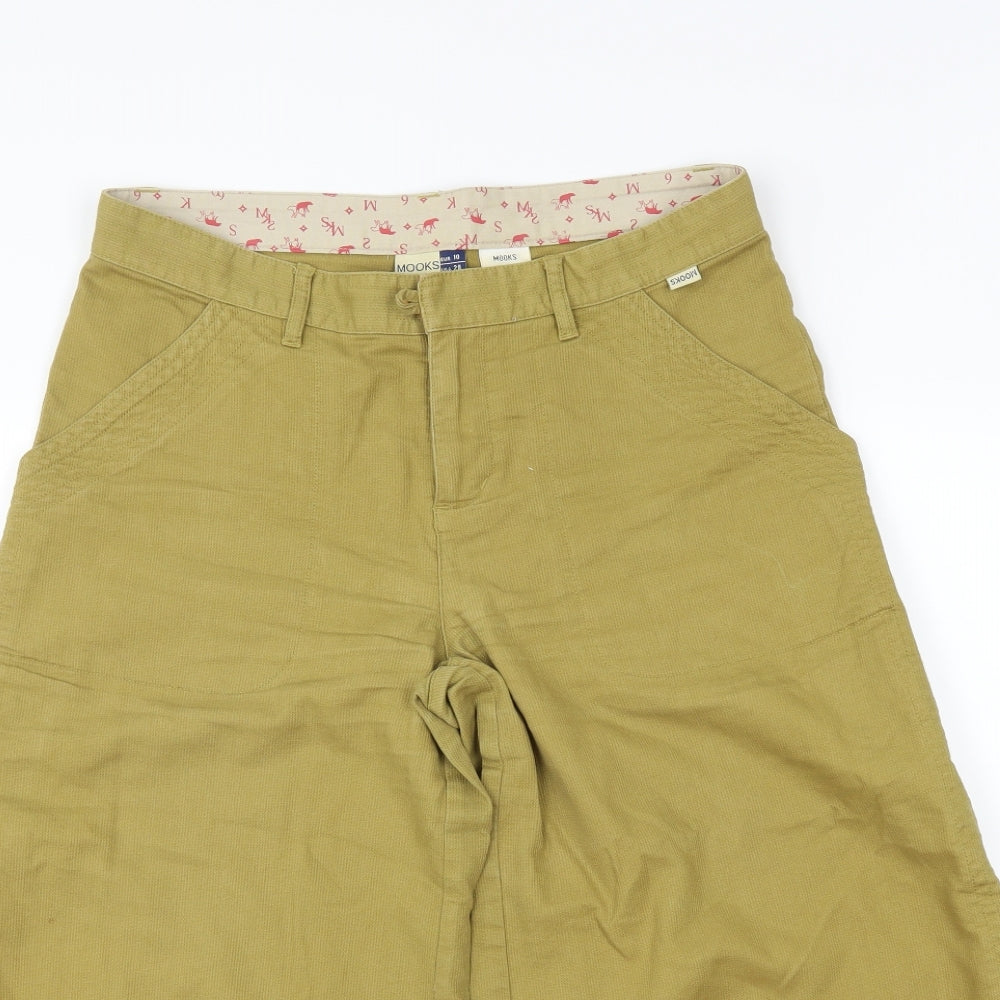 MOOKS Womens Yellow   Cut-Off Shorts Size 10 - button detailing on side