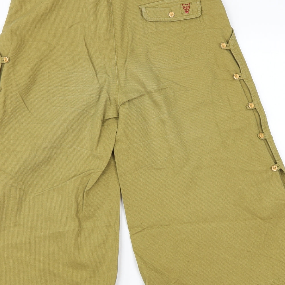 MOOKS Womens Yellow   Cut-Off Shorts Size 10 - button detailing on side