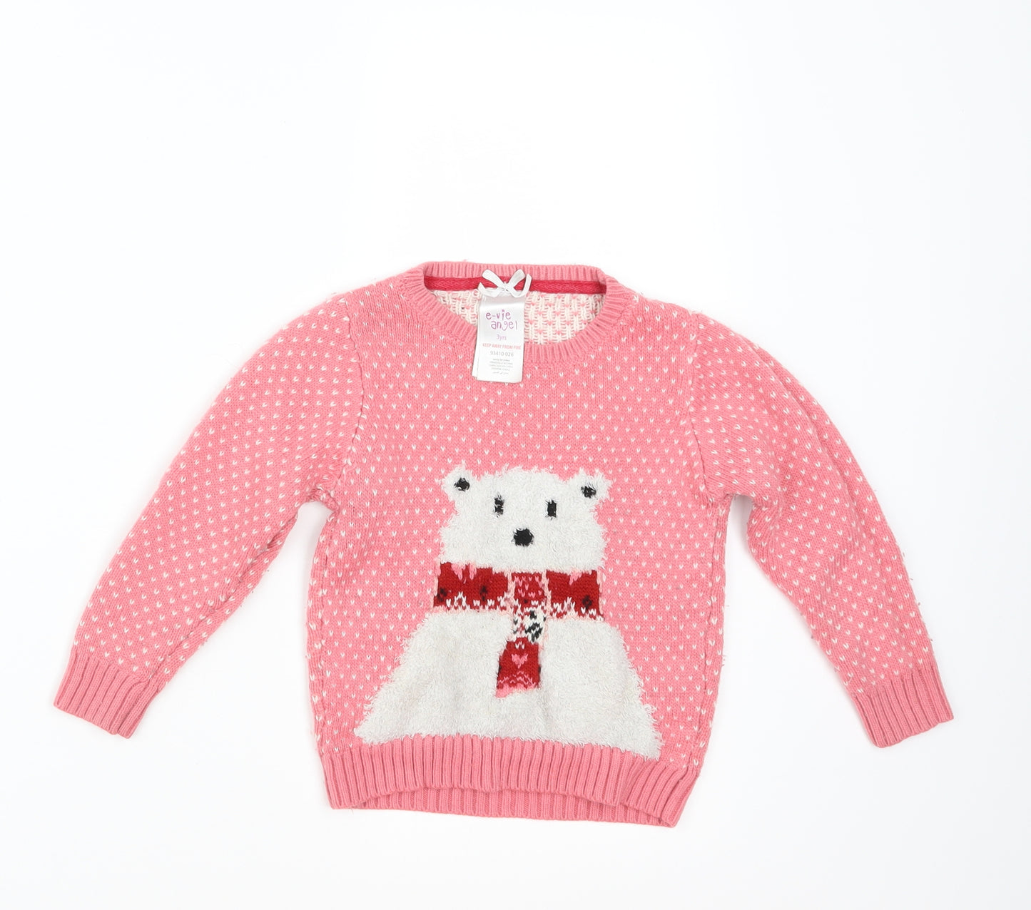E-vie Angel Girls Pink Geometric  Pullover Jumper Size 3 Years  - POLAR BEAR
