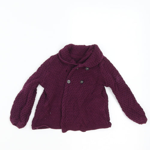 Marks and Spencer Girls Purple   Cardigan Jumper Size 3-6 Months