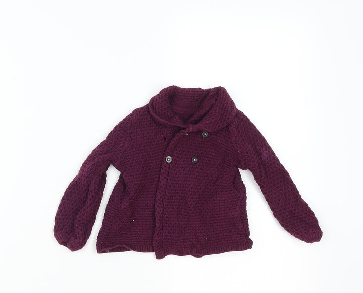 Marks and Spencer Girls Purple Cardigan Jumper Size 3-6 Months